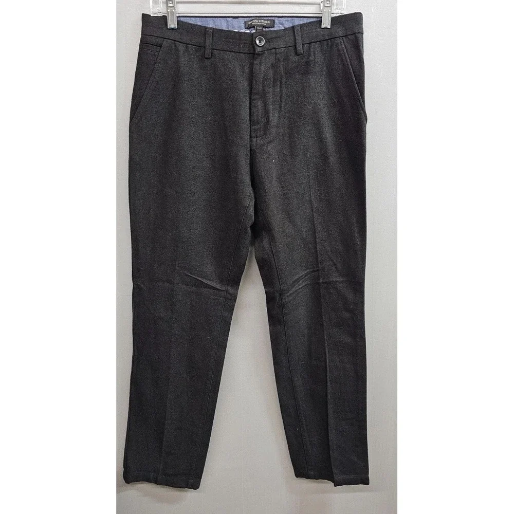 Banana Republic Kentfield Pants Mens 32x32 Black Flat Front Straight Leg Casual